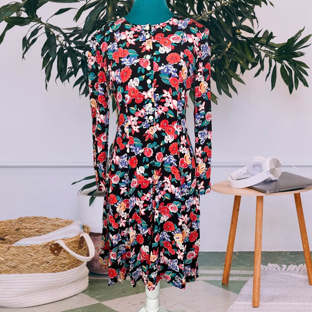 Vintage Liz Claiborne Floral 80s Dress